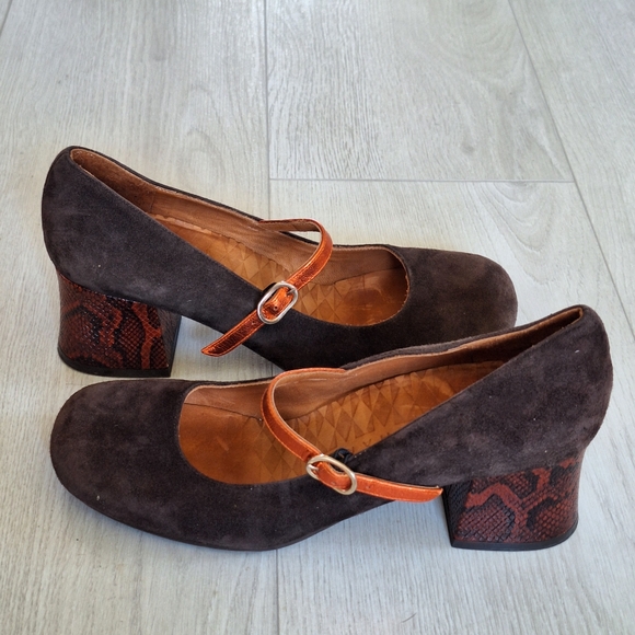 Chie Mihara Browm Suede Leather Mary Jane Heels 38 - Picture 6 of 11